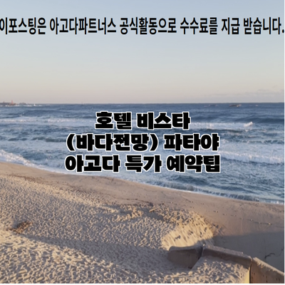 호텔 비스타 (바다전망) 파타야 아고다 특가 예약팁